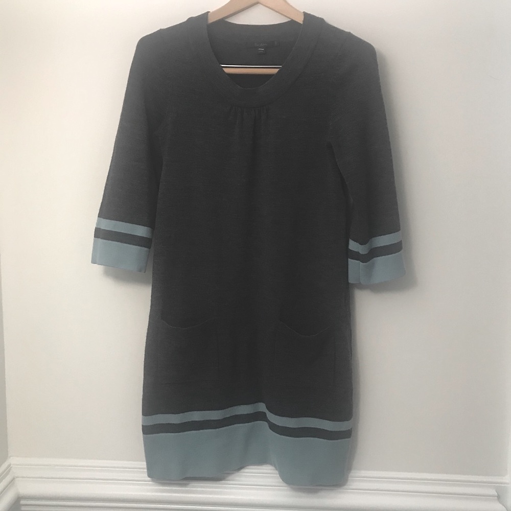 Boden sweater dress size 12R grey and blue